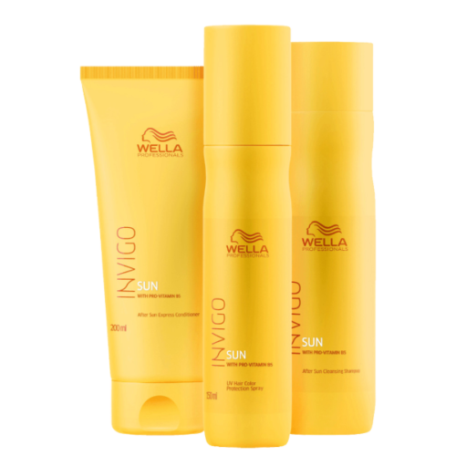 Kit Wella | Invigo Sun | Shampoo, Acond, Masc Y Bolso Playa